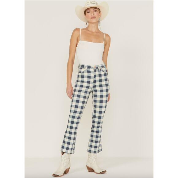Wrangler Women's Checkered Flare Jeans - Picture 2 of 2